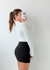 Size S-M White Half-Zip Collar Bodysuit