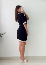 Size M-L Black White Collar Mini Dress