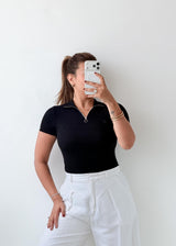 Size XS-S Black Zip-Up Bodysuit