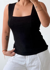 Size M-L Black Square Neck Top