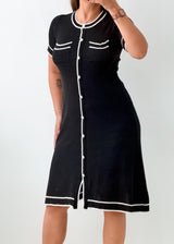 Size M-L Navy Contrast Button Midi Dress