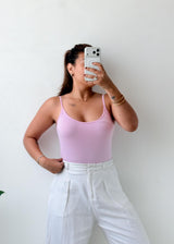 Size M-L Lilac Scoop Neck Bodysuit