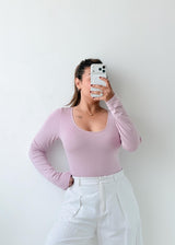 Size M-L Light Pink Scoop Neck Bodysuit