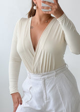 Size S-M Ivory Surplice Neck Bodysuit