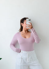 Size M-L Light Pink Scoop Neck Bodysuit