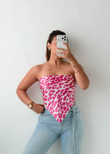 Pink Leopard Print Convertible Scarf Top