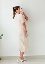 Size XS-S Ivory Pleated Polo Midi Dress