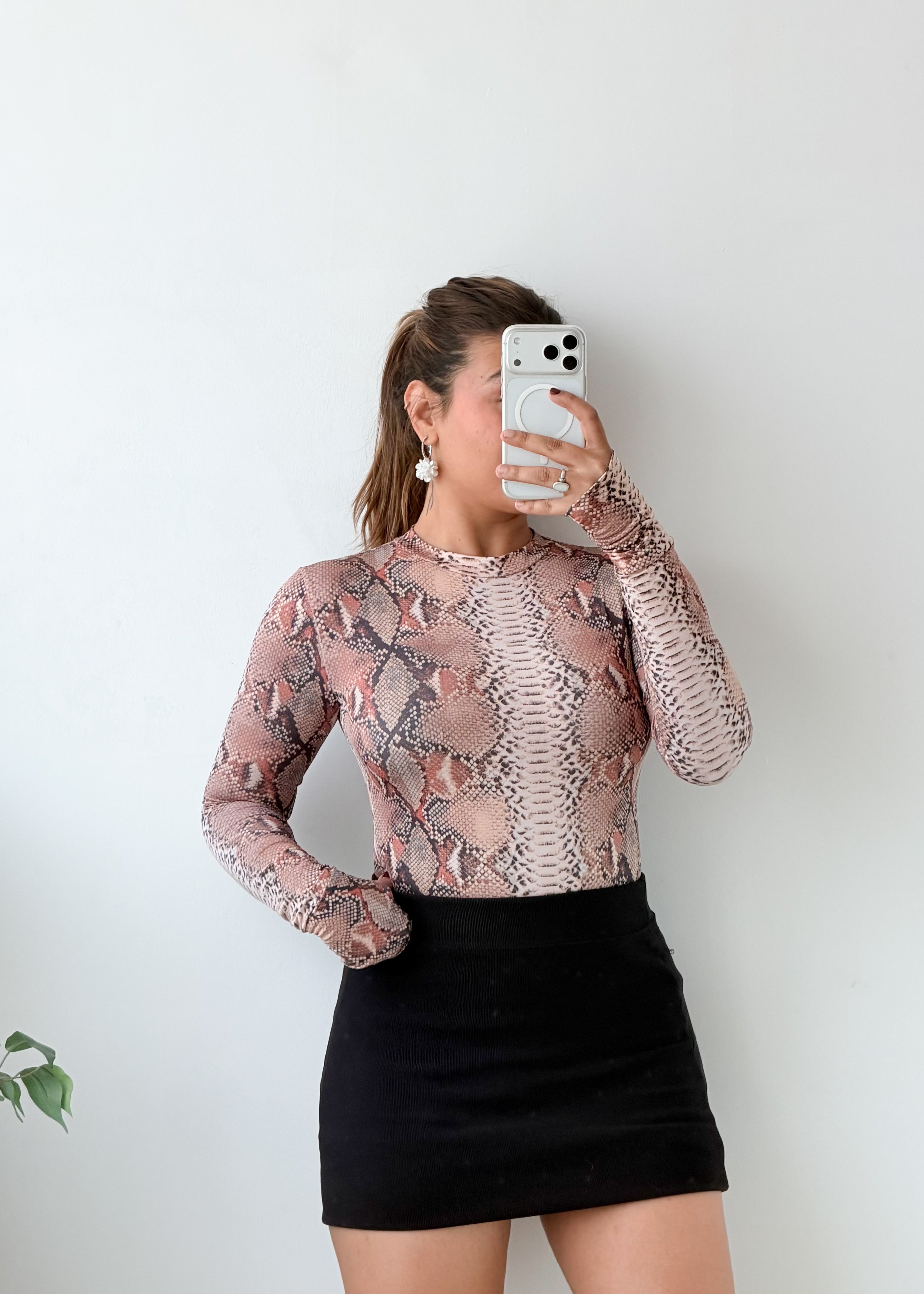 Size S-M Pink Snake Print Bodysuit