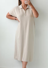 Size M-L Ivory Collared Midi Dress
