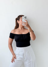 Size XS-S Black Off-Shoulder Bodysuit
