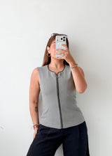 Bust 34, Grey Zip-Front Vest Top