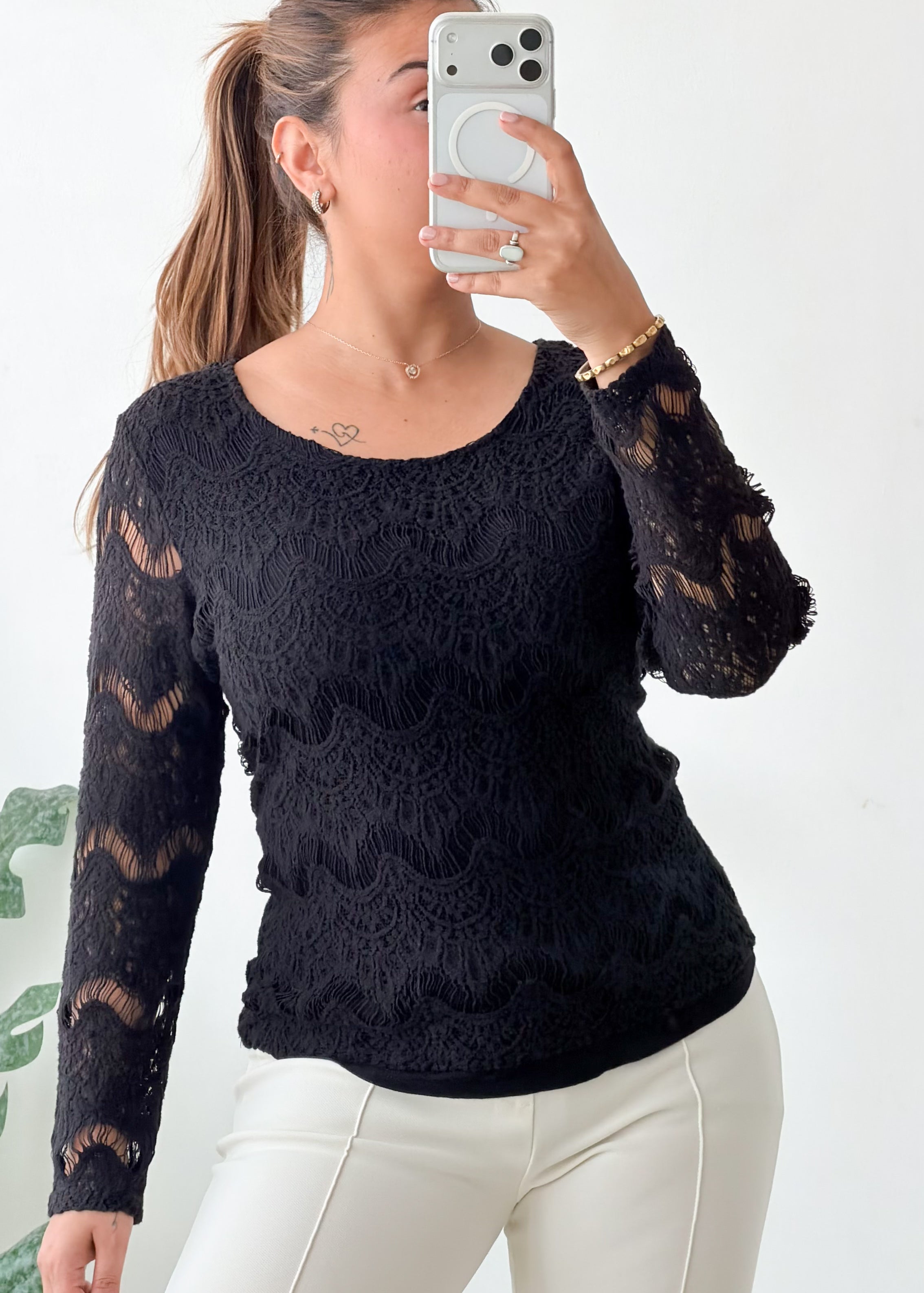Size M-L Black Lace Top