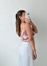 Size S-M Red Floral Printed Corset Top
