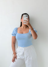 Size XS-S Powder Blue Ribbed Top