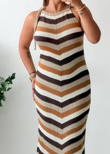 Size M-L Multicolor Striped Crochet Maxi Dress