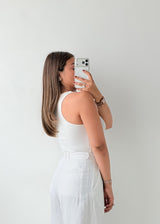 Size M-L White Scoop Neck Bodysuit