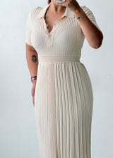 Size XS-S Ivory Pleated Polo Midi Dress