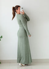 Size S-M Sage Green Ribbed Maxi Dress