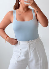Size S-M Light Blue Square Neck Bodysuit