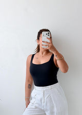 Size XS-S Black Scoop Neck Bodysuit