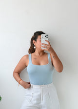 Size S-M Light Blue Square Neck Bodysuit