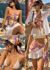 Floral Purple Printed Convertible Scarf Top
