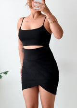 Size XS-S Black Cutout Mini Dress