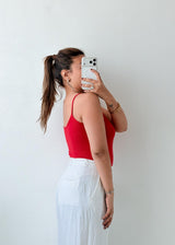 Size S-M Red Button-Front Bodysuit