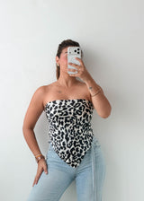 White Black Leopard Convertible Scarf Top