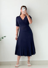 Size S-M Navy Pleated Midi Dress