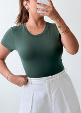 Size M-L Forest Green Scoop Neck Bodysuit
