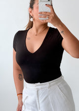 Size S-M Black V-Neck Bodysuit