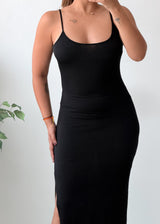 Size S-M Black Spaghetti Strap Bodycon Maxi Dress