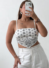Size S-M White Bandana Print Corset Top