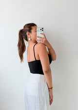 Size S-M Black Square Neck Bodysuit