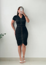 Size M-L Navy Contrast Stitch Midi Dress
