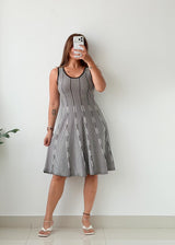 Size S-M Black & White Striped Fit & Flare Dress