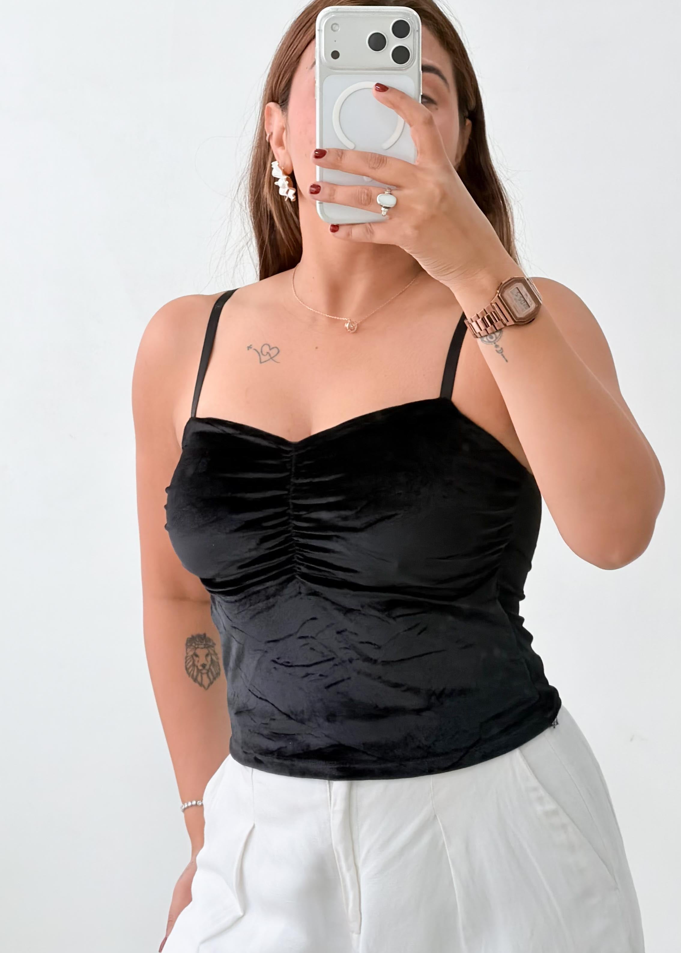 Size XS-S Black Satin Cami Top