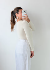 Size S-M Ivory Surplice Neck Bodysuit