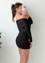 Size M-L Black Off-Shoulder Corset Bodysuit