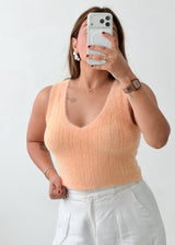 Size S-M Peach Fuzzy Knit Tank Top