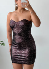 Size S-M Black Rose Gold Sequin Strapless Mini Dress