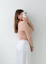 Size L-XL Beige Square Neck Crop Top