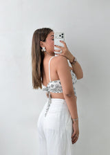 Size S-M White Bandana Print Corset Top