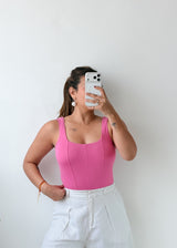 Size S-M Pink Corset Square Neck Bodysuit