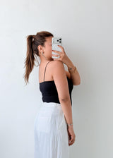 Size M-L Black Ribbed Cami Bodysuit