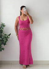 Size M-L Hot Pink Crochet Maxi Dress
