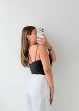 Size S-M Black Cross-Strap Bodysuit