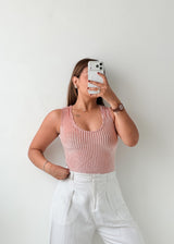 Size XS-S Blush Pink Ribbed Bodysuit