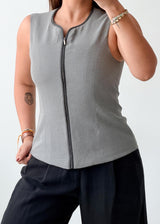 Bust 34, Grey Zip-Front Vest Top